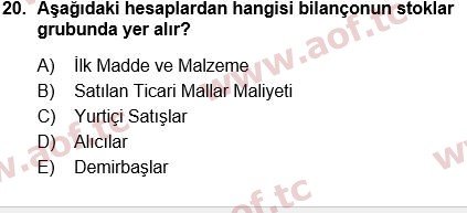 2022 Genel Muhasebe 1 Final 20. Çıkmış Sınav Sorusu