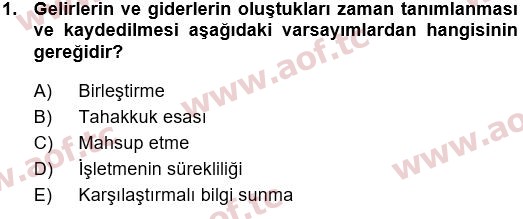 2024 Genel Muhasebe 1 Arasınav 1. Çıkmış Sınav Sorusu