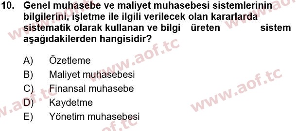 2024 Genel Muhasebe 1 Arasınav 10. Çıkmış Sınav Sorusu