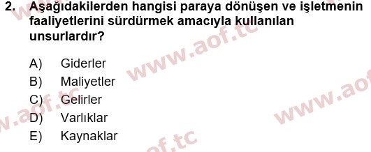 2024 Genel Muhasebe 1 Arasınav 2. Çıkmış Sınav Sorusu
