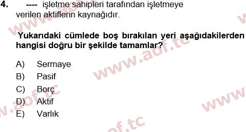 2024 Genel Muhasebe 1 Arasınav 4. Çıkmış Sınav Sorusu