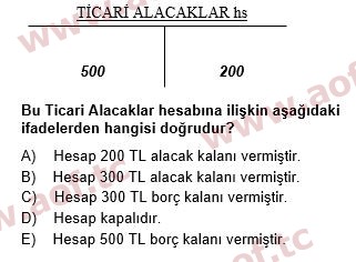 2024 Genel Muhasebe 1 Arasınav 6. Çıkmış Sınav Sorusu