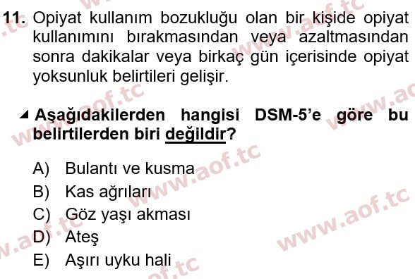 2021 Sağlık Psikolojisi Yaz Okulu 11. Çıkmış Sınav Sorusu