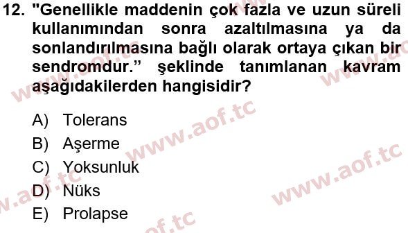 2021 Sağlık Psikolojisi Yaz Okulu 12. Çıkmış Sınav Sorusu