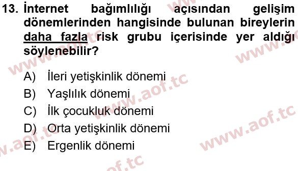 2021 Sağlık Psikolojisi Yaz Okulu 13. Çıkmış Sınav Sorusu