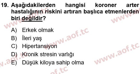 2021 Sağlık Psikolojisi Yaz Okulu 19. Çıkmış Sınav Sorusu