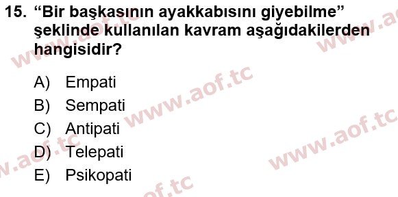 2022 Sağlık Psikolojisi Yaz Okulu 15. Çıkmış Sınav Sorusu