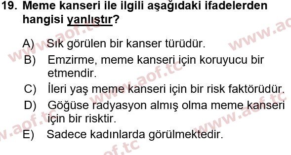 2022 Sağlık Psikolojisi Yaz Okulu 19. Çıkmış Sınav Sorusu