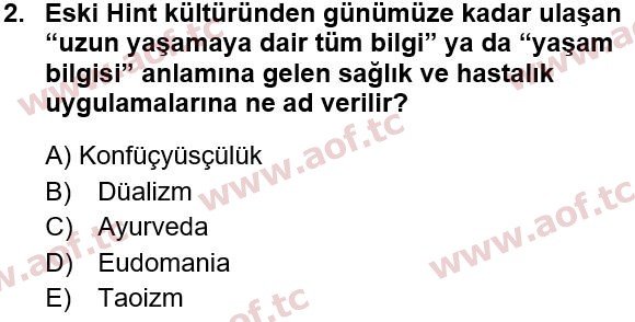 2022 Sağlık Psikolojisi Yaz Okulu 2. Çıkmış Sınav Sorusu