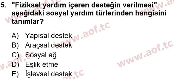 2022 Sağlık Psikolojisi Yaz Okulu 5. Çıkmış Sınav Sorusu