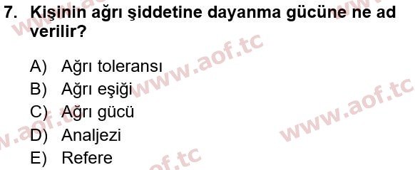 2022 Sağlık Psikolojisi Yaz Okulu 7. Çıkmış Sınav Sorusu