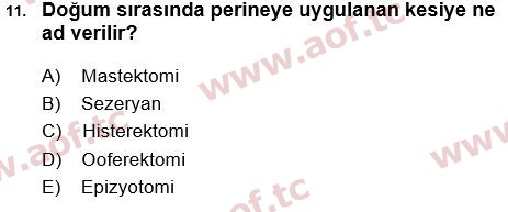 2017 Tıp Terimleri Arasınav 11. Çıkmış Sınav Sorusu