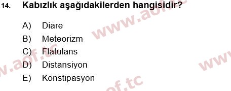 2017 Tıp Terimleri Arasınav 14. Çıkmış Sınav Sorusu