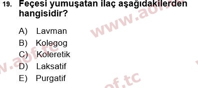 2017 Tıp Terimleri Arasınav 19. Çıkmış Sınav Sorusu