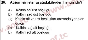 2017 Tıp Terimleri Arasınav 20. Çıkmış Sınav Sorusu