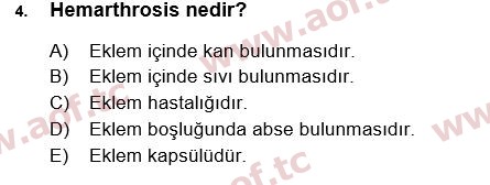 2017 Tıp Terimleri Arasınav 4. Çıkmış Sınav Sorusu