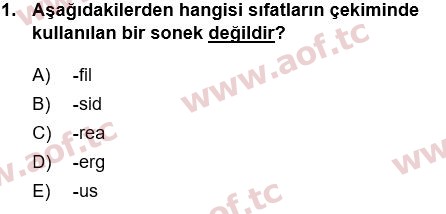 2017 Tıp Terimleri Final 1. Çıkmış Sınav Sorusu