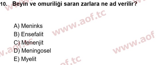 2017 Tıp Terimleri Final 10. Çıkmış Sınav Sorusu