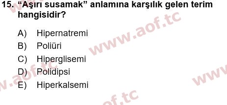 2017 Tıp Terimleri Final 15. Çıkmış Sınav Sorusu