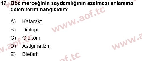 2017 Tıp Terimleri Final 17. Çıkmış Sınav Sorusu