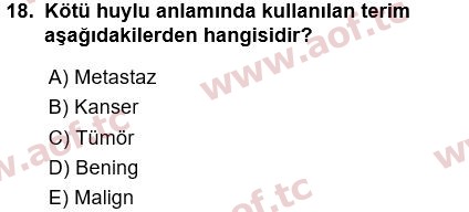 2017 Tıp Terimleri Final 18. Çıkmış Sınav Sorusu