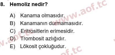 2017 Tıp Terimleri Final 8. Çıkmış Sınav Sorusu
