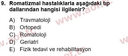 2017 Tıp Terimleri Final 9. Çıkmış Sınav Sorusu
