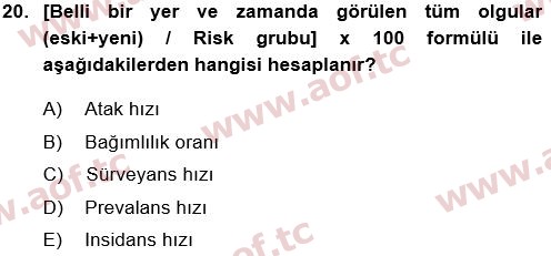 2018 Tıp Terimleri Yaz Okulu 20. Çıkmış Sınav Sorusu