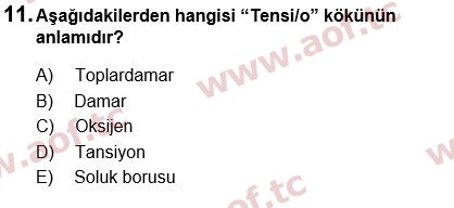 2022 Tıp Terimleri Arasınav 11. Çıkmış Sınav Sorusu