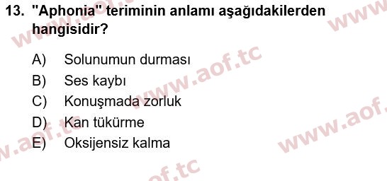 2022 Tıp Terimleri Arasınav 13. Çıkmış Sınav Sorusu