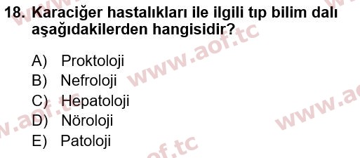 2022 Tıp Terimleri Arasınav 18. Çıkmış Sınav Sorusu