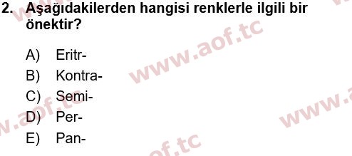 2022 Tıp Terimleri Arasınav 2. Çıkmış Sınav Sorusu