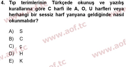 2022 Tıp Terimleri Arasınav 4. Çıkmış Sınav Sorusu
