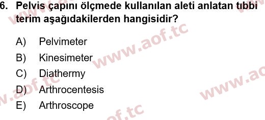 2022 Tıp Terimleri Arasınav 6. Çıkmış Sınav Sorusu