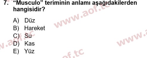 2022 Tıp Terimleri Arasınav 7. Çıkmış Sınav Sorusu