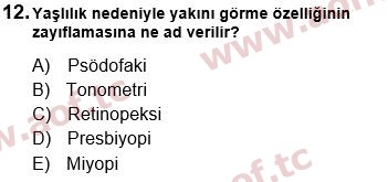 2022 Tıp Terimleri Yaz Okulu 12. Çıkmış Sınav Sorusu