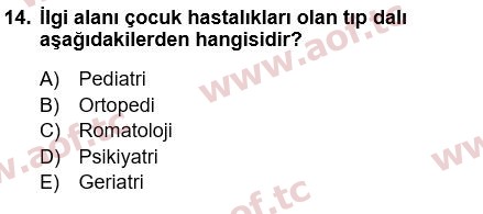 2022 Tıp Terimleri Yaz Okulu 14. Çıkmış Sınav Sorusu