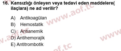 2022 Tıp Terimleri Yaz Okulu 16. Çıkmış Sınav Sorusu