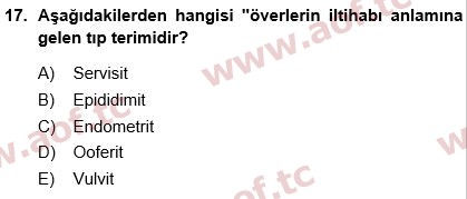 2024 Tıp Terimleri Arasınav 17. Çıkmış Sınav Sorusu