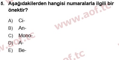 2024 Tıp Terimleri Arasınav 5. Çıkmış Sınav Sorusu