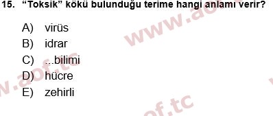 2024 Tıp Terimleri Final 15. Çıkmış Sınav Sorusu