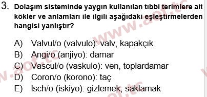 2024 Tıp Terimleri Final 3. Çıkmış Sınav Sorusu