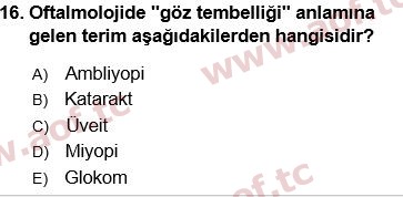2025 Tıp Terimleri Arasınav 16. Çıkmış Sınav Sorusu