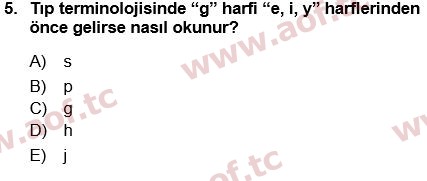 2025 Tıp Terimleri Arasınav 5. Çıkmış Sınav Sorusu