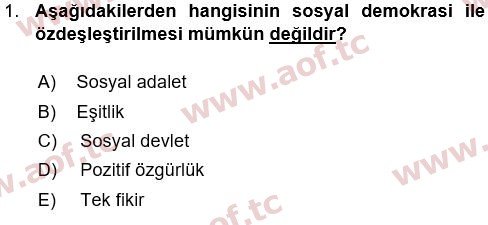 2021 Siyaset Bilimi Yaz Okulu 1. Çıkmış Sınav Sorusu