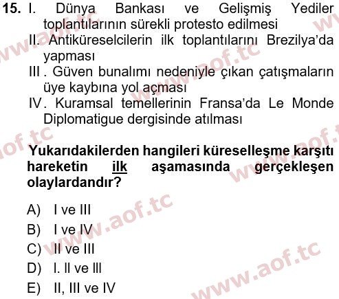 2020 Davranış Bilimleri 1 Yaz Okulu 15. Çıkmış Sınav Sorusu