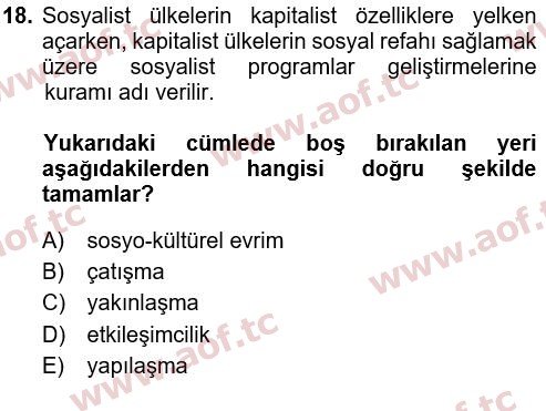 2020 Davranış Bilimleri 1 Yaz Okulu 18. Çıkmış Sınav Sorusu