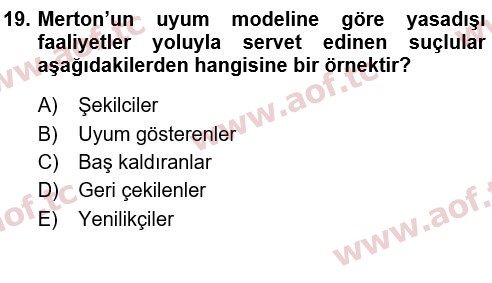 2020 Davranış Bilimleri 1 Yaz Okulu 19. Çıkmış Sınav Sorusu