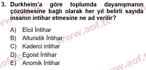 2020 Davranış Bilimleri 1 Yaz Okulu 3. Çıkmış Sınav Sorusu