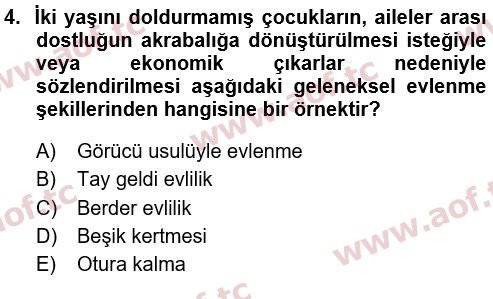 2020 Davranış Bilimleri 1 Yaz Okulu 4. Çıkmış Sınav Sorusu